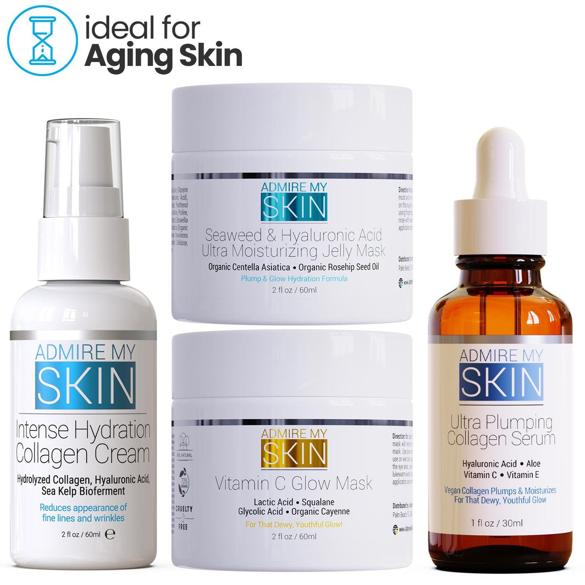 Anti-Aging-Creme, -Maske und -Serum für jugendliches Strahlen – Hautpflegeroutine für alternde Haut – Admire My Skin